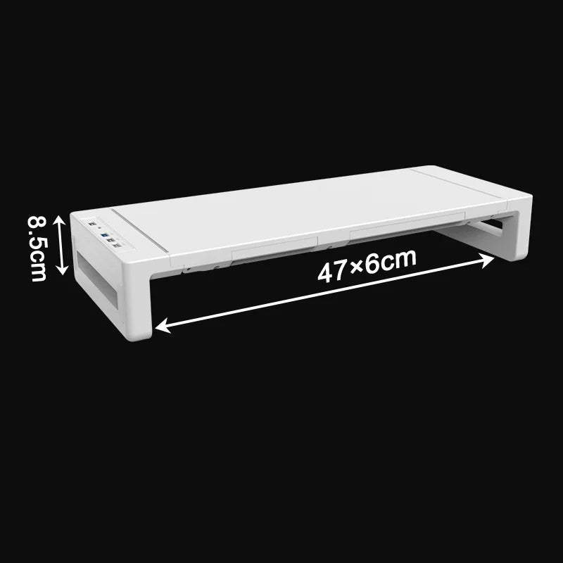 Monitor Stand Riser, With USB3.0 Foldable, Height Adjustable Computer Stand, Desk Shelf Riser with Storage Drawer &Tablet Phone