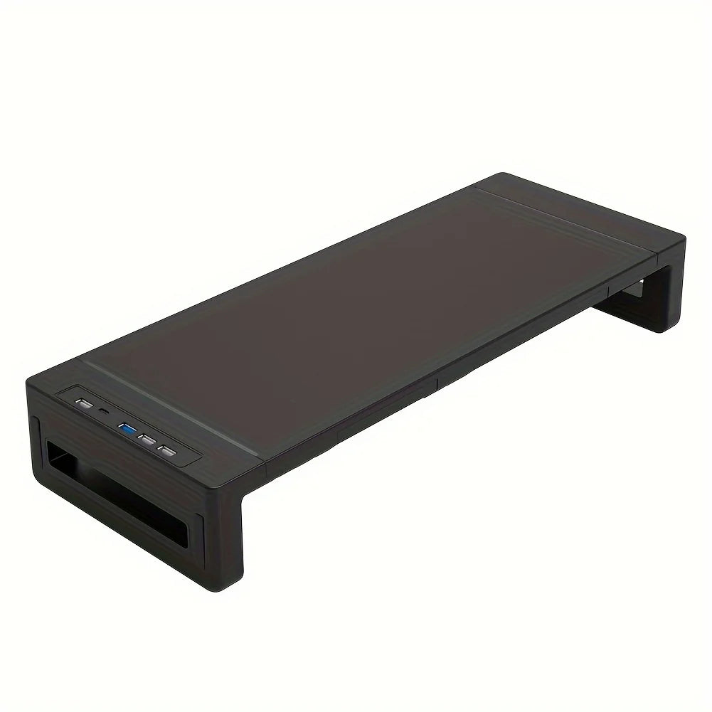 Monitor Stand Riser, With USB3.0 Foldable, Height Adjustable Computer Stand, Desk Shelf Riser with Storage Drawer &Tablet Phone